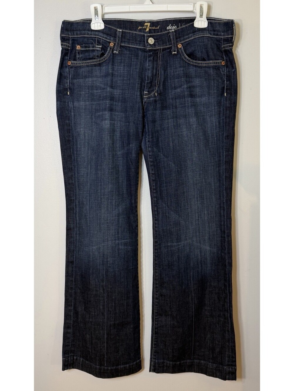 7 For All Mankind Dojo Women’s Size 32 Dark Wash Flare Wide Leg Stretch GUC